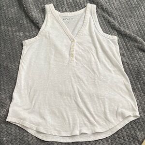 LOFT Ivory Button-Front Tank Top